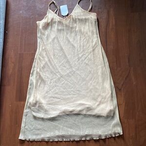 NEW. Elegant Gold cream Slip Dress. Size S